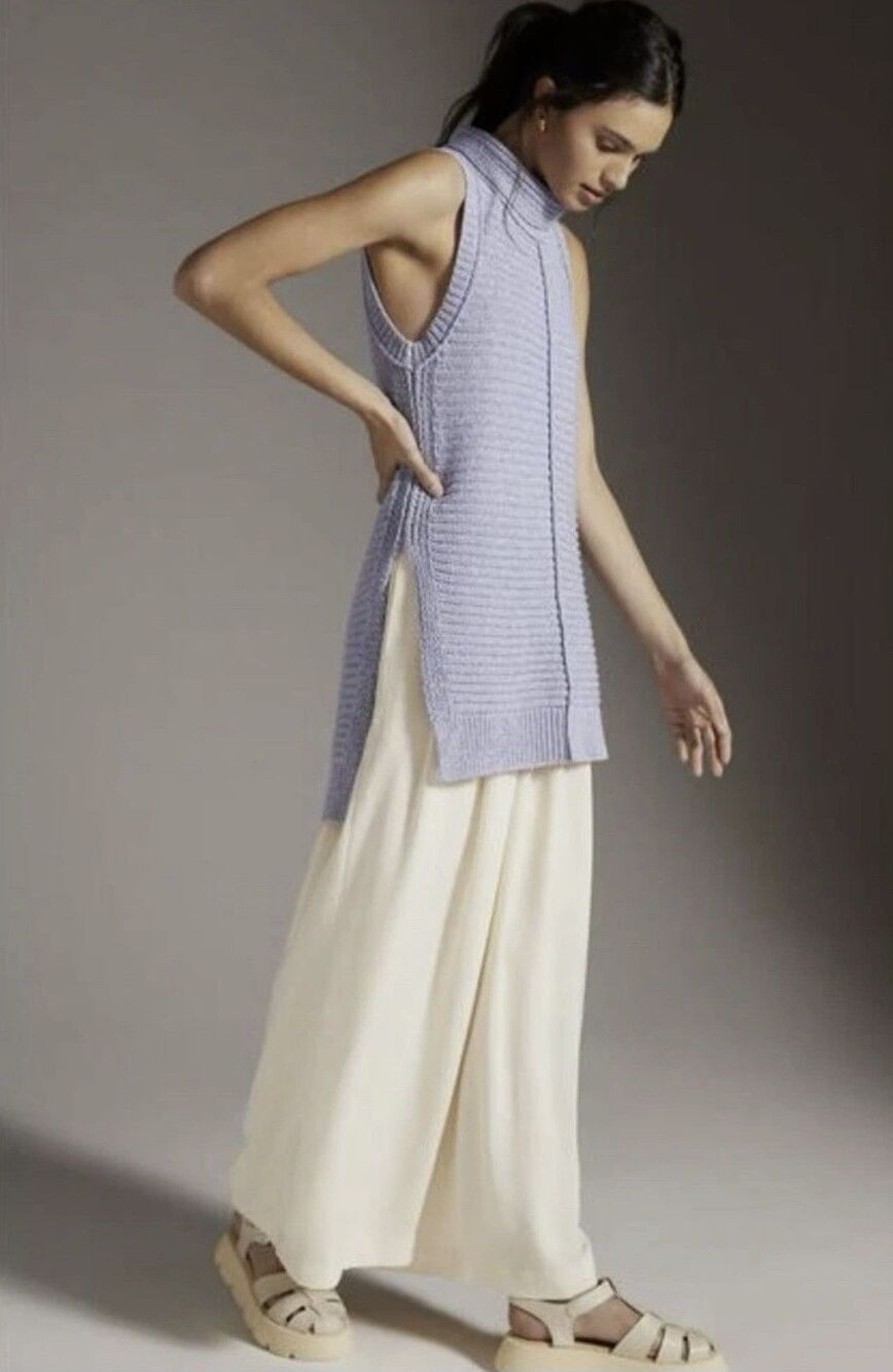 ANTHROPOLOGIE Pilcro Turtleneck Sweater Vest Blue. Size S. MSRP $120